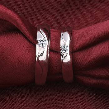 Silverplated Stylist Solitaire  His And Her Adjustable Proposal Couple Ring For Men And Women Jewellery 1