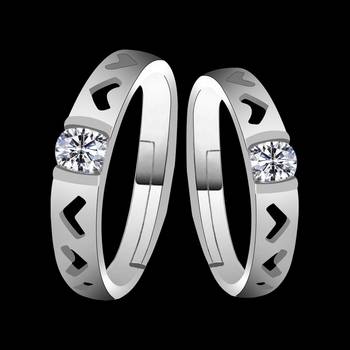 Silverplated Fashionista Solitaire  His And Her Adjustable Proposal Couple Ring For Men And Women Jewellery 2