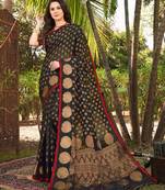 Black Handloom Silk Zari Work Traditional Saree
