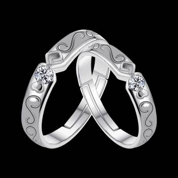 Silverplated Elegant Love  Solitaire His And Her Adjustable Proposal Diamond Couple Ring For Men And Women Jewellery 2