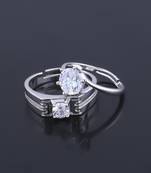 SILVERSHINE,silver plated lovely shiny diamond with adjustable designer couple ring for men and women.