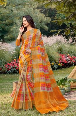 Sangam Prints Mustard Yellow Handloom Silk Zari Work Traditional Saree 1