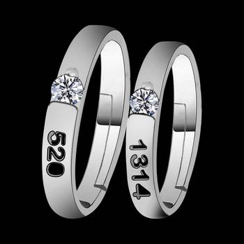 Silverplated Solitaire Ring With Diamond Love Adjustable Proposal Couple Ring For Men And Women Jewellery 2