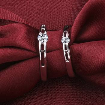 Silverplated Elegant Love  Solitaire His And Her Adjustable Proposal Diamond Couple Ring For Men And Women Jewellery 1