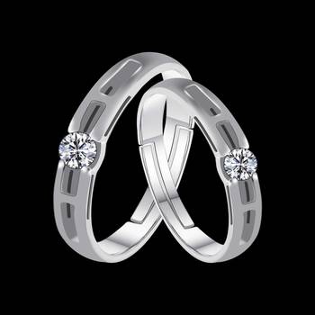 Silverplated Elegant Love  Solitaire His And Her Adjustable Proposal Diamond Couple Ring For Men And Women Jewellery 2