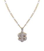 SilverPlated Attractive Figaro Chain With Doller Design pendant With Diamond Studded For Men and boy Jewellery