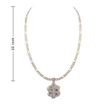 SilverPlated Attractive Figaro Chain With Doller Design pendant With Diamond Studded For Men and boy Jewellery 4