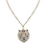 Silverplated Stylist Figaro Chain With Tiger Design Pendant With Diamond Studded For Men And Boy Jewellery