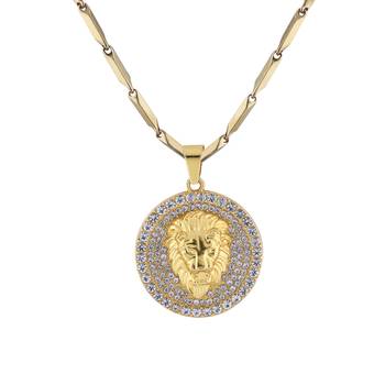 Silverplated Stylist Classic Chain With Lion Design Pendant With Diamond Studded For Men And Boy Jewellery 1