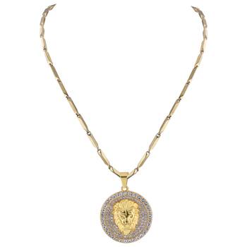 Silverplated Stylist Classic Chain With Lion Design Pendant With Diamond Studded For Men And Boy Jewellery 2