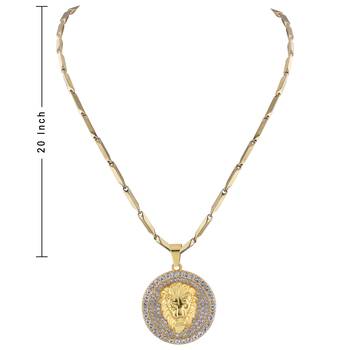 Silverplated Stylist Classic Chain With Lion Design Pendant With Diamond Studded For Men And Boy Jewellery 4