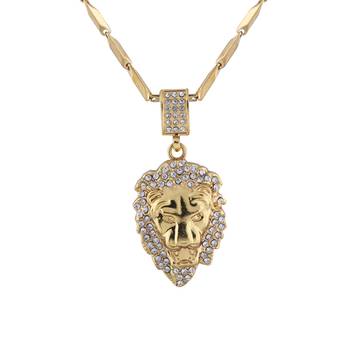 SilverPlated Designer Classic Chain With Lion Design Square pendant With Diamond Studded For Men and boy Jewellery 1