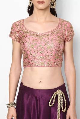 Purple Embroidered Silk Semi Stitched Lehenga With Dupatta 3