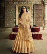 Yellow Embroidered Georgette Semi Stitched Salwar With Dupatta