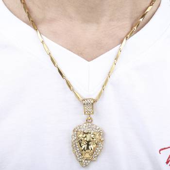SilverPlated Designer Classic Chain With Lion Design Square pendant With Diamond Studded For Men and boy Jewellery 3