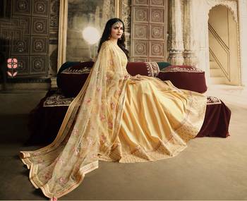 Yellow Embroidered Georgette Semi Stitched Salwar With Dupatta 4