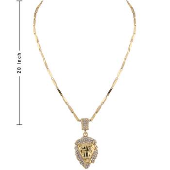 SilverPlated Designer Classic Chain With Lion Design Square pendant With Diamond Studded For Men and boy Jewellery 4