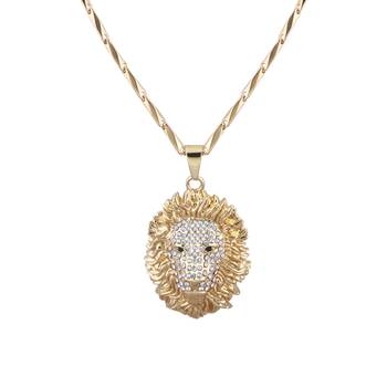 Silverplated Designer Funky Classic Chain With Lion Design Square Pendant With Diamond Studded For Men And Boy Jewellery 1