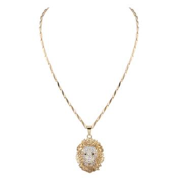 Silverplated Designer Funky Classic Chain With Lion Design Square Pendant With Diamond Studded For Men And Boy Jewellery 2
