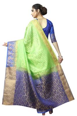 green woven banarasi saree with blouse 4