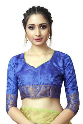 green woven banarasi saree with blouse 5