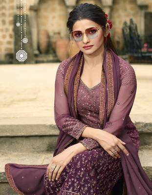 Pink Embroidered Net Semi Stitched Salwar With Dupatta 2