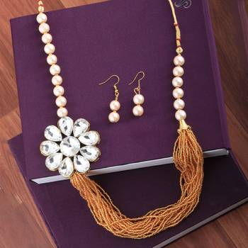 Gold Plated Traditional Multi Layer Golden Pearl Mala Set For Women And Girls 1