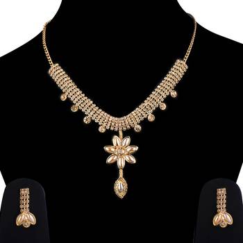 Goldplated Designer Traditional Diamond  Necklace For Women Jewellery 2