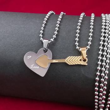 Saizen Couple Cupid Arrow Heart Sterling Pendant Locket With Chain Clavicle Unique Luxury Love Gift 4