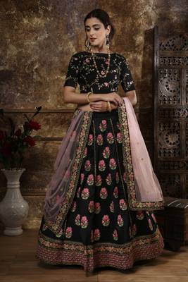 Blue Heavy Embroidered Work Unstitched Lehenga Choli With Blouse 1