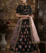 Blue Heavy Embroidered Work Unstitched Lehenga Choli With Blouse