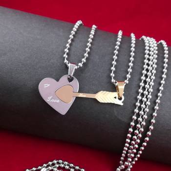 Saizen Couple Cupid Arrow Heart Sterling Pendant Locket With Chain Clavicle Unique Luxury Love Gift 5