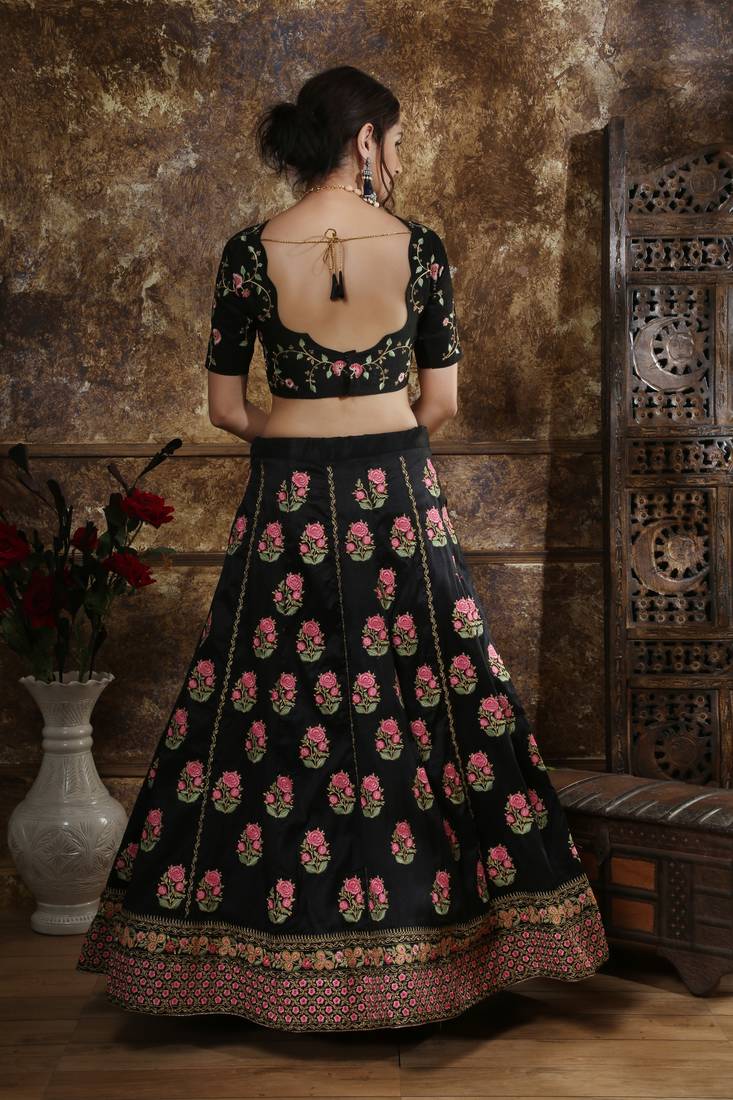 Blue Heavy Embroidered Work Unstitched Lehenga Choli With Blouse