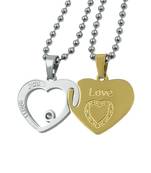 Saizen Stainless Steel Dual Heart Shape Locket Pendant With Chain For Girls And Boys Gift For Valentine