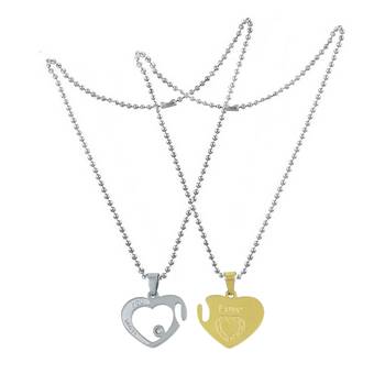 Saizen Stainless Steel Dual Heart Shape Locket Pendant With Chain For Girls And Boys Gift For Valentine 3