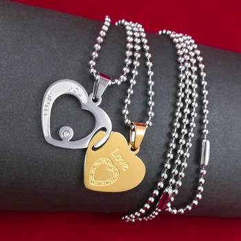 Saizen Stainless Steel Dual Heart Shape Locket Pendant With Chain For Girls And Boys Gift For Valentine 4