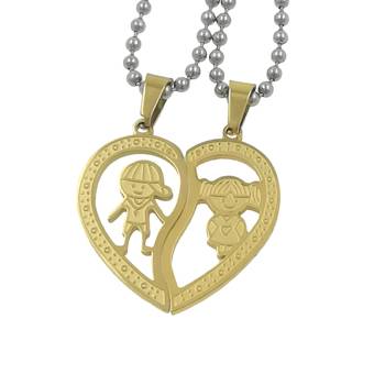 Saizen Stainless Steel Hearth Shape Girl & Boy Valentine Locket With Chain For Couple Valentine Day Gift 1