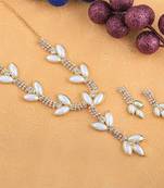 Goldplated Traditional White Diamond And Pearl Necklace Set  For Women Jewellery