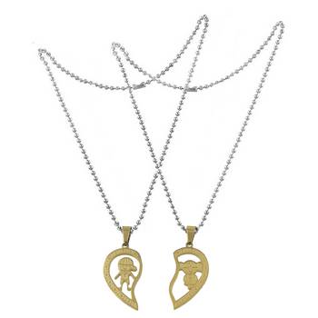 Saizen Stainless Steel Hearth Shape Girl & Boy Valentine Locket With Chain For Couple Valentine Day Gift 3