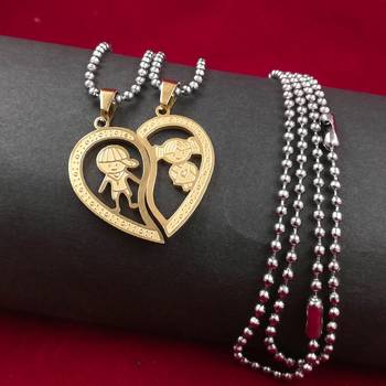 Saizen Stainless Steel Hearth Shape Girl & Boy Valentine Locket With Chain For Couple Valentine Day Gift 4