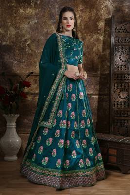 Black Heavy Embroidered Work Unstitched Lehenga Choli With Blouse 1