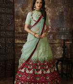 Blue Heavy Embroidered Work Unstitched Lehenga Choli With Blouse