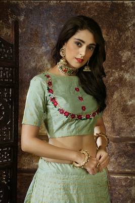 Blue Heavy Embroidered Work Unstitched Lehenga Choli With Blouse 3