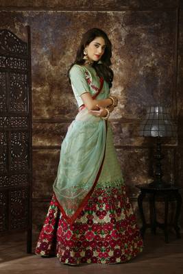 Blue Heavy Embroidered Work Unstitched Lehenga Choli With Blouse 4