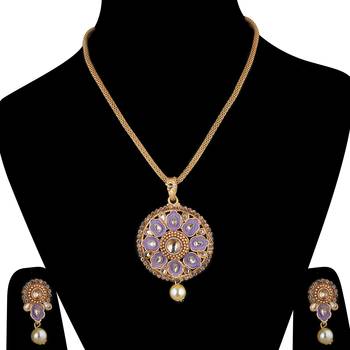 Goldplated Traditional Necklace Pendant  Set  For Women Jewellery 2