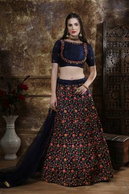 Green Heavy Embroidered Work Unstitched Lehenga Choli With Blouse 1