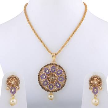 Goldplated Traditional Necklace Pendant  Set  For Women Jewellery 3