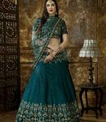 Blue Heavy Embroidered Work Unstitched Lehenga Choli With Blouse