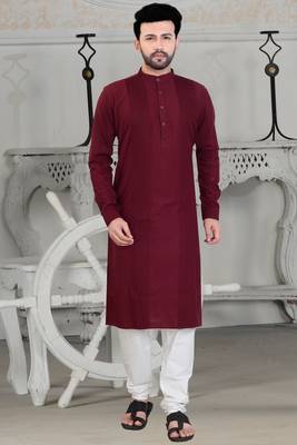 Maroon Stylish And Fancy Pleats Kurta Set 1