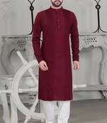 Maroon Stylish And Fancy Pleats Kurta Set